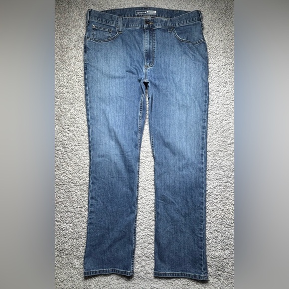 Carhartt Jeans Mens 38 x 32 Relaxed Fit Light Wash Work Utility BD2804-M Rugged - Picture 1 of 4